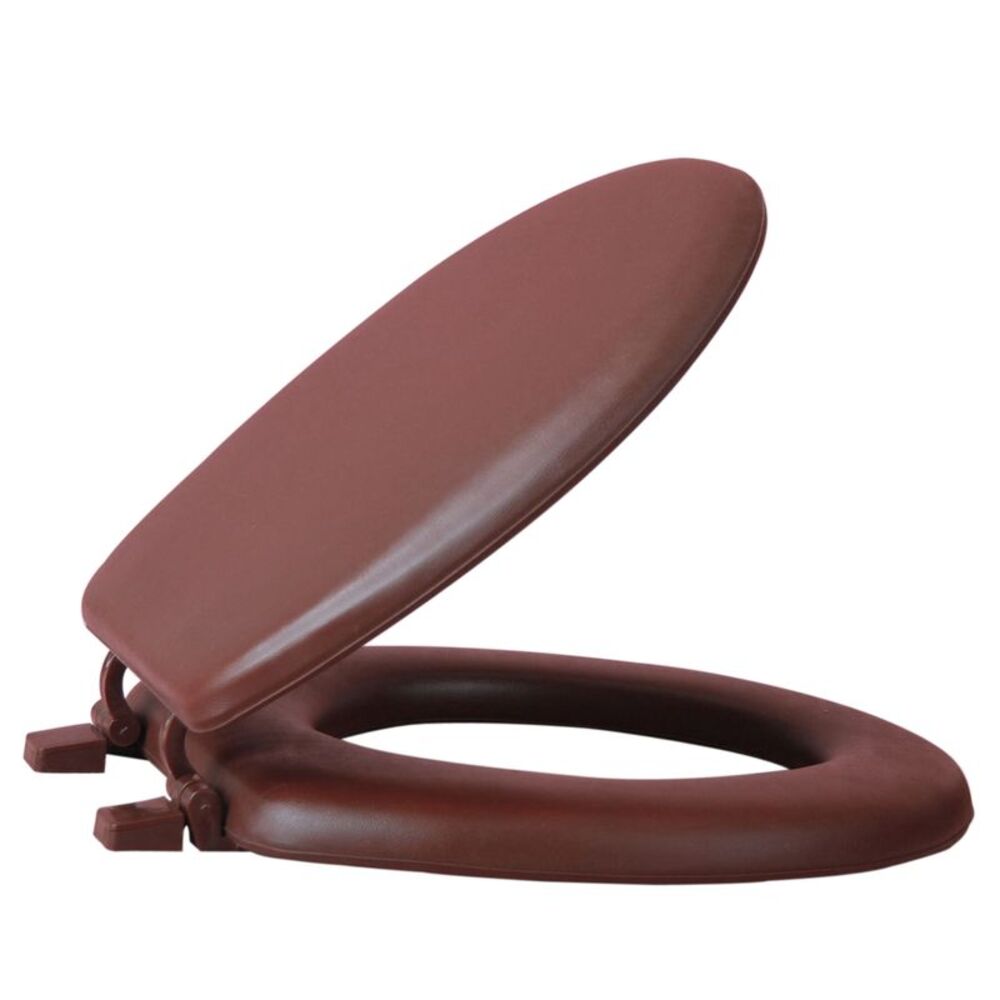 Standard Vinyl Soft Adjustable Hinges Toilet Seat with Close Lid, Chocolate